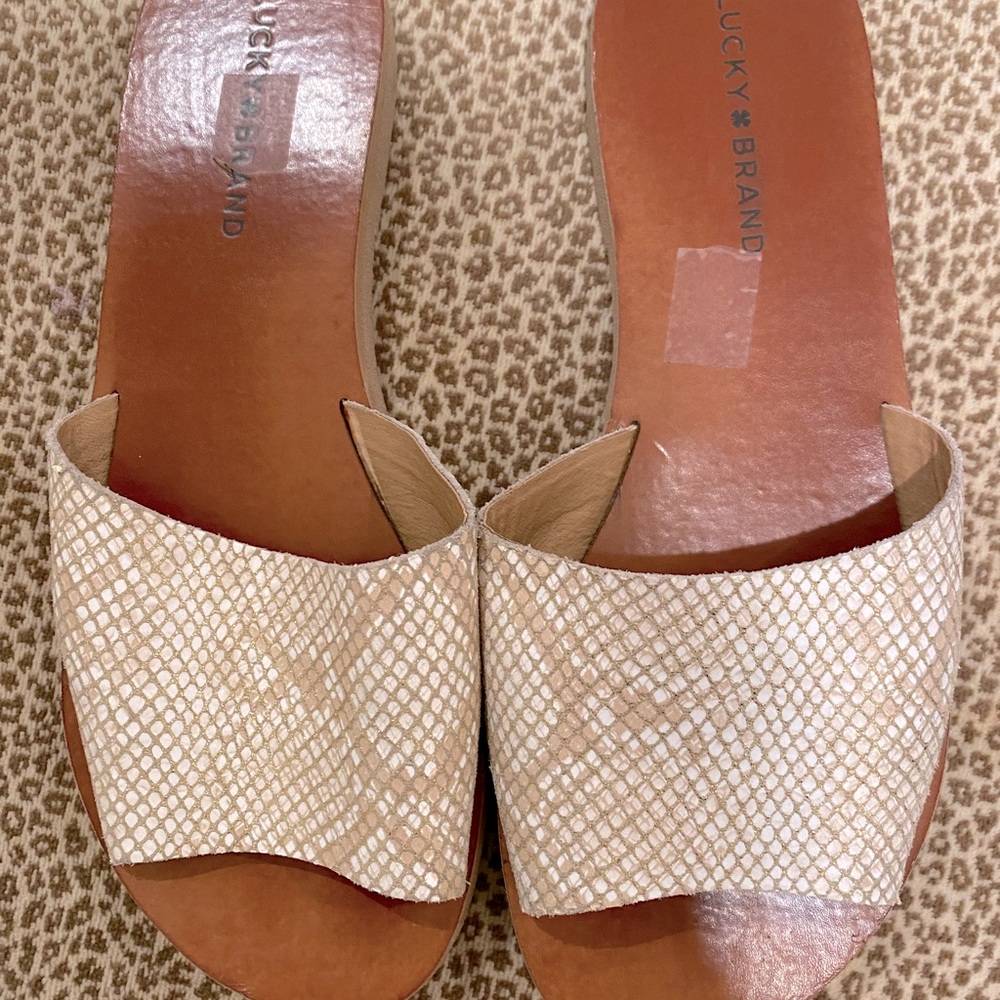 Lucky Brand Snakeskin Slides 9
